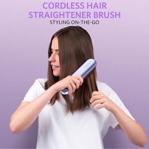 Cordless Hair Straightener Brush - Purple
